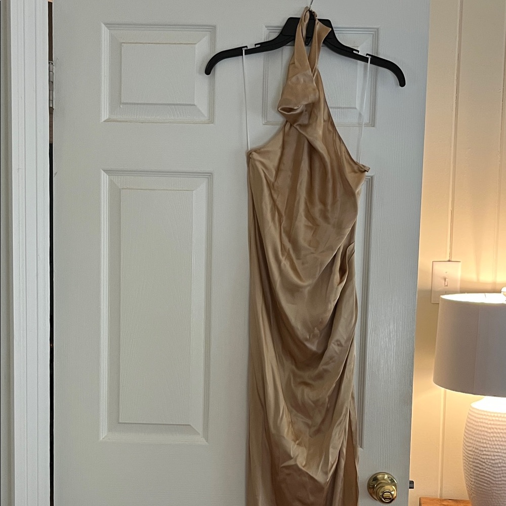Amanda Uprichard Toffee Sating Slip Gown size Medium
